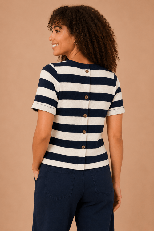 BLUSA HERITAGE LISTRA BOTOES MARINHO.